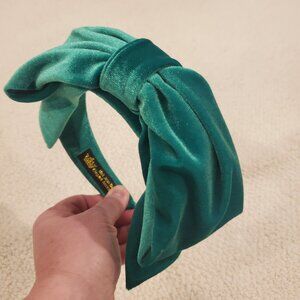 Green Velvet Oversized Bow Headband